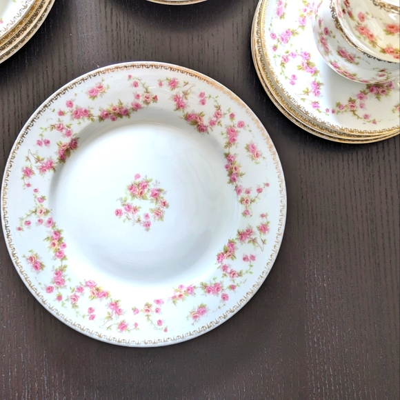 Antique AP Austria Bridal Rose Tea Cup, Saucer, and Dessert Plate Set - 1900s - Picture 5 of 9